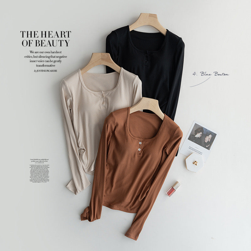 Berry Full Sleeve Built-in Bra T-Shirt